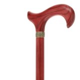 Striking Mahogany Red Derby Cane: Premium Natural Ash Wood w/ Pewter Collar Derby Classic Walking Canes - Tophatter Daily Deals
