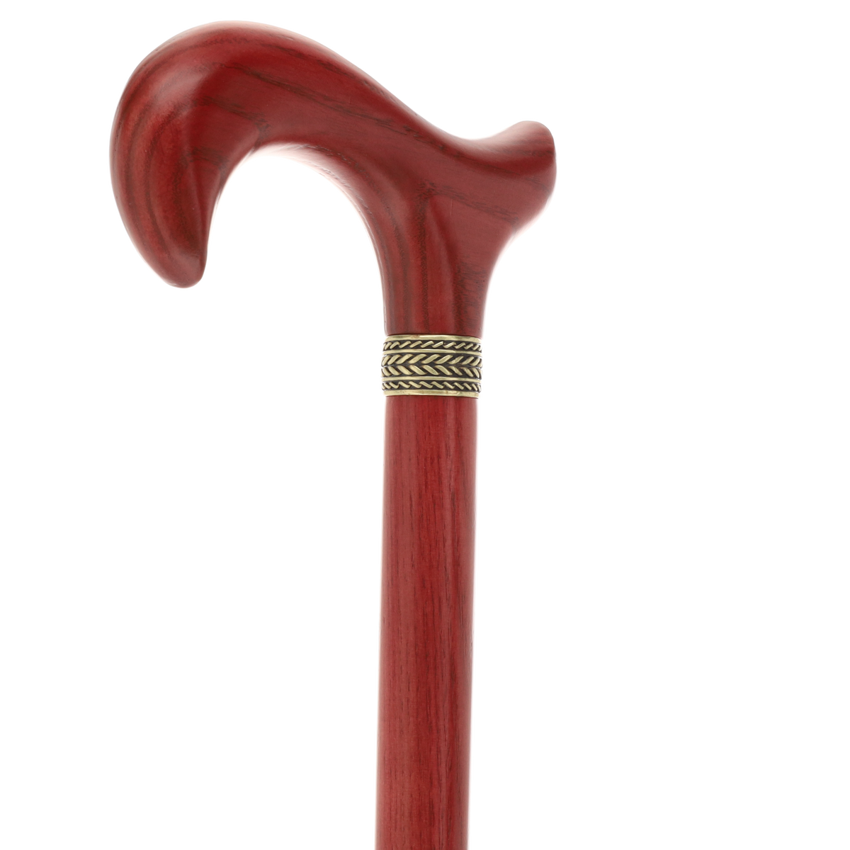 Striking Mahogany Red Derby Cane: Premium Natural Ash Wood w/ Pewter Collar Derby Classic Walking Canes - Tophatter Daily Deals