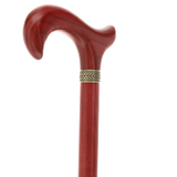 Striking Mahogany Red Derby Cane: Premium Natural Ash Wood w/ Pewter Collar Derby Classic Walking Canes - Tophatter Daily Deals