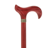 Striking Mahogany Red Derby Cane: Premium Natural Ash Wood w/ Pewter Collar Derby Classic Walking Canes - Tophatter Daily Deals