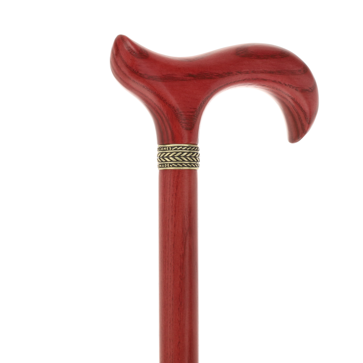 Striking Mahogany Red Derby Cane: Premium Natural Ash Wood w/ Pewter Collar Derby Classic Walking Canes - Tophatter Daily Deals