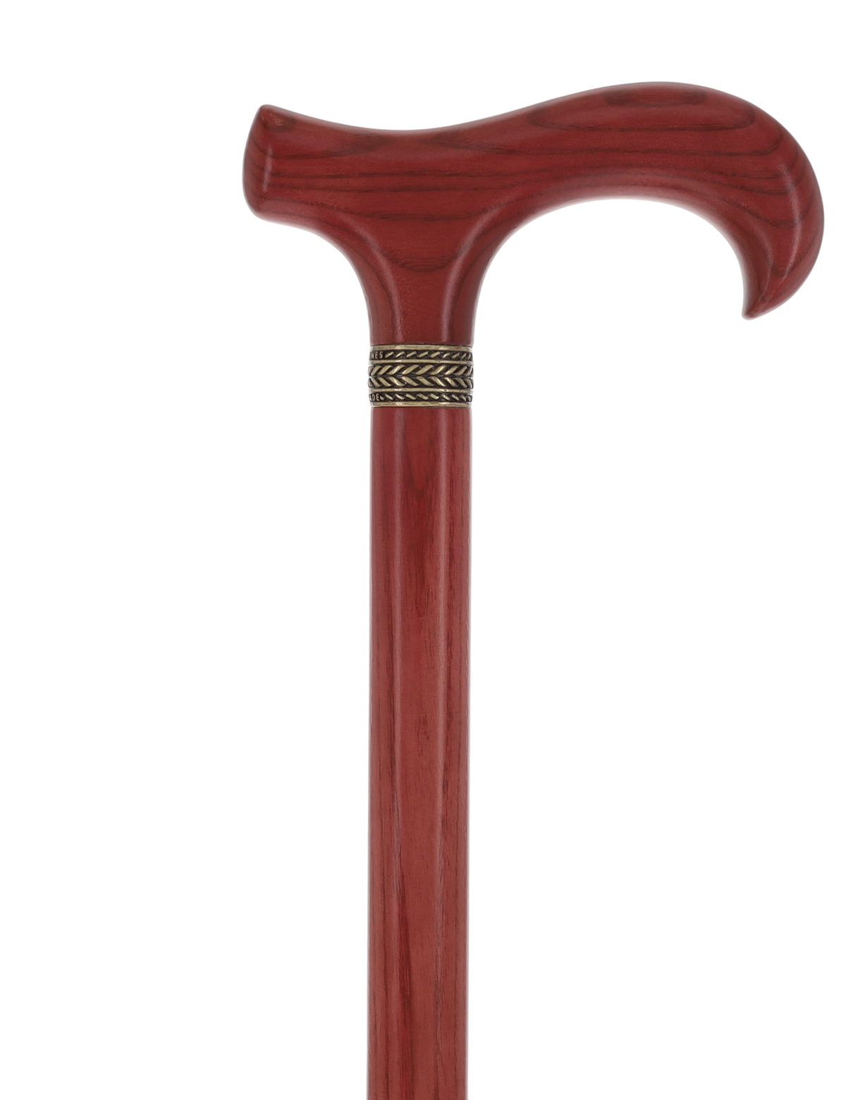 Striking Mahogany Red Derby Cane: Premium Natural Ash Wood w/ Pewter Collar Derby Classic Walking Canes - Tophatter Daily Deals