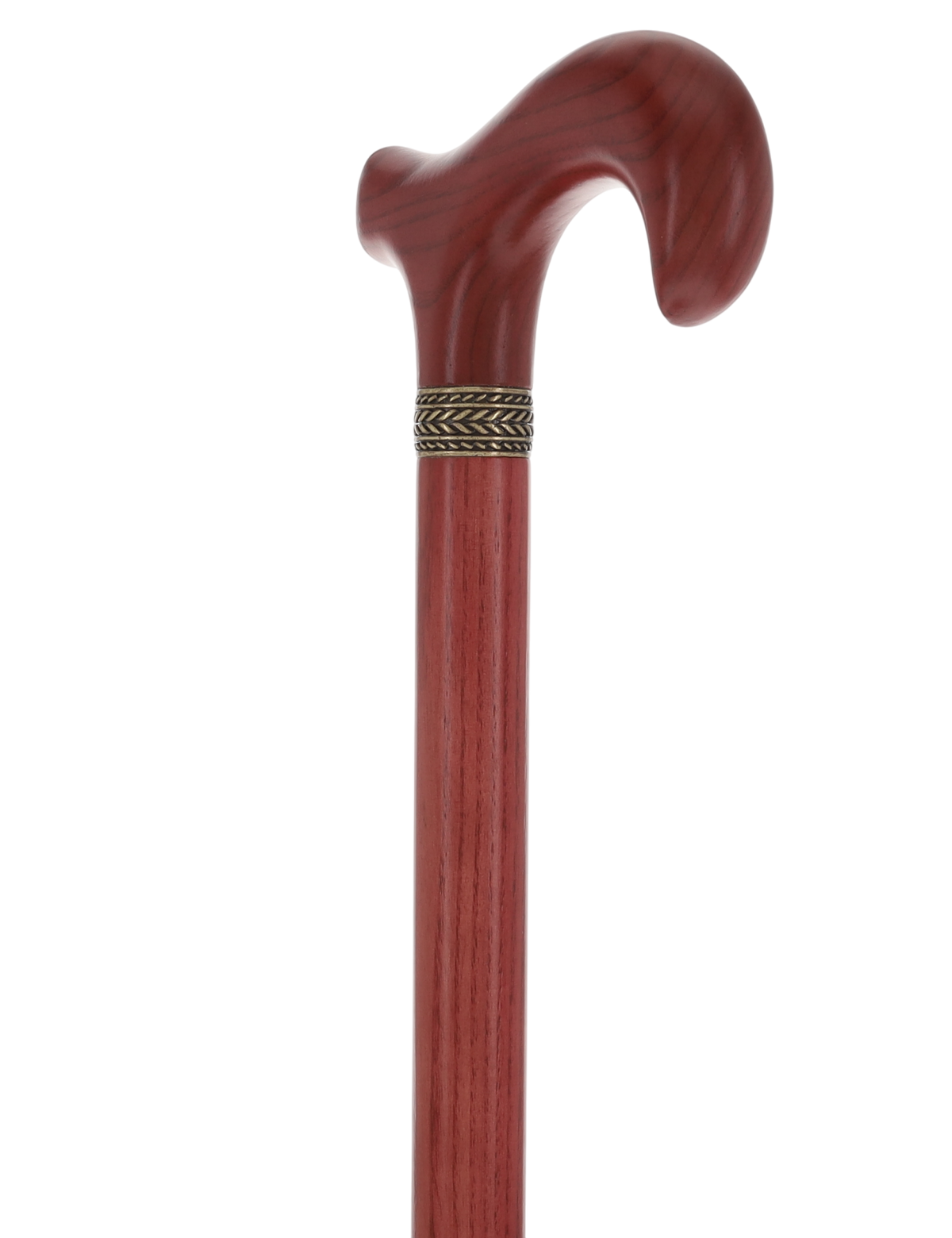 Striking Mahogany Red Derby Cane: Premium Natural Ash Wood w/ Pewter Collar Derby Classic Walking Canes - Tophatter Daily Deals
