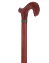 Striking Mahogany Red Derby Cane: Premium Natural Ash Wood w/ Pewter Collar Derby Classic Walking Canes - Tophatter Daily Deals
