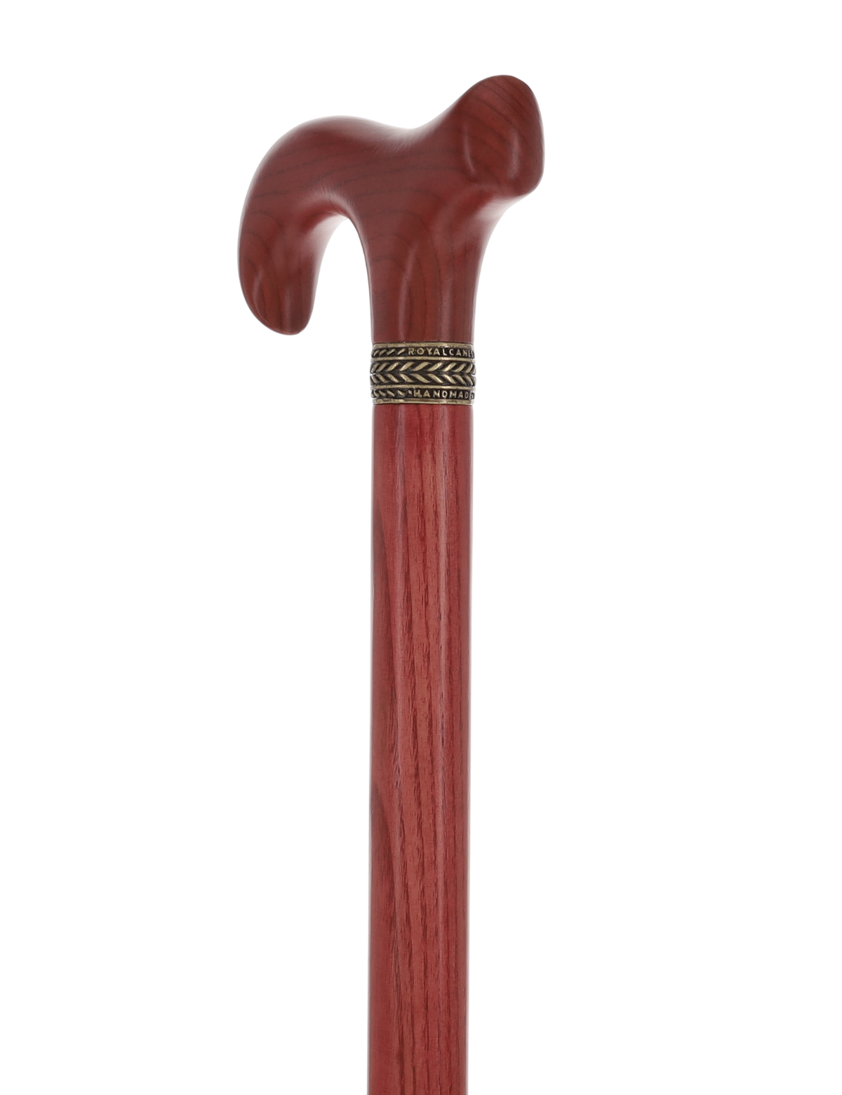 Striking Mahogany Red Derby Cane: Premium Natural Ash Wood w/ Pewter Collar Derby Classic Walking Canes - Tophatter Daily Deals