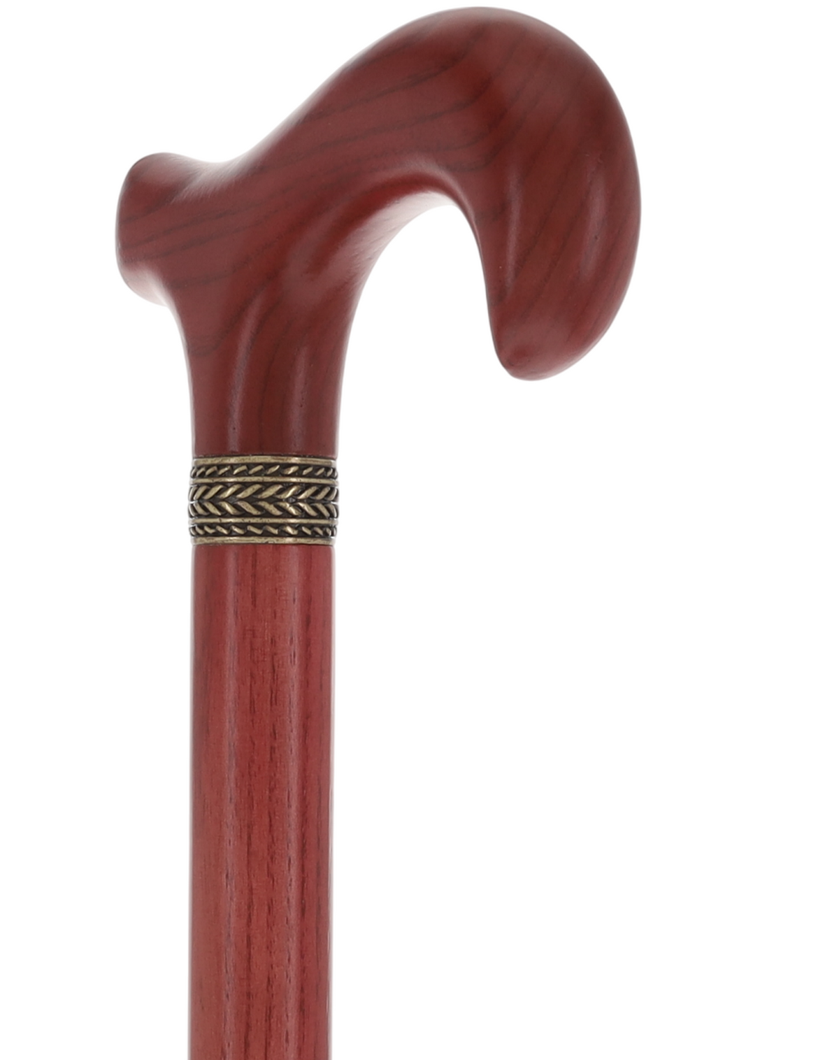 Striking Mahogany Red Derby Cane: Premium Natural Ash Wood w/ Pewter Collar Derby Classic Walking Canes - Tophatter Daily Deals