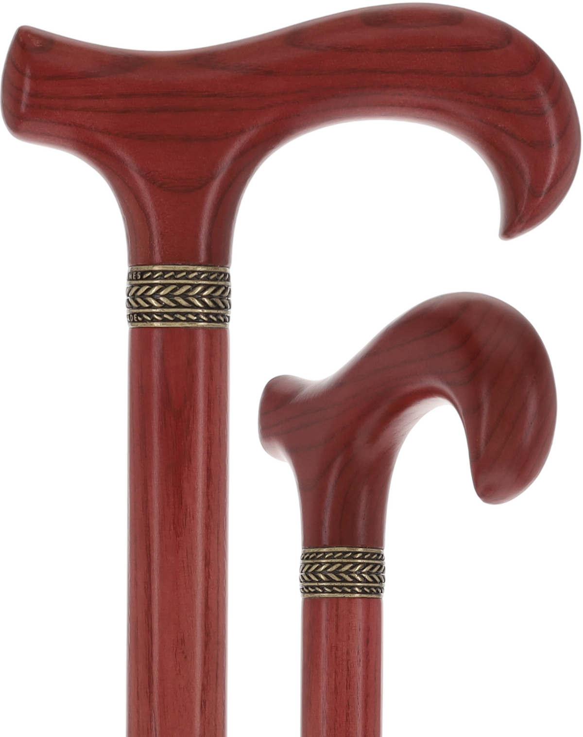 Striking Mahogany Red Derby Cane: Premium Natural Ash Wood w/ Pewter Collar Derby Classic Walking Canes - Tophatter Daily Deals