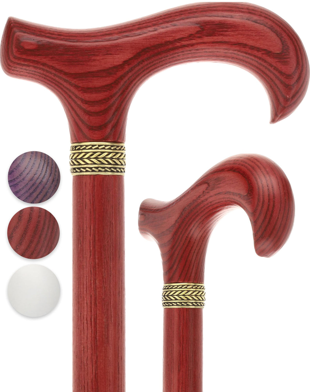 Super Strong Derby Handle Cane - Ash Wood, Pewter Wheat Collar, Matching Stain, 3 Color Options Derby Classic Walking Canes - Tophatter Daily Deals