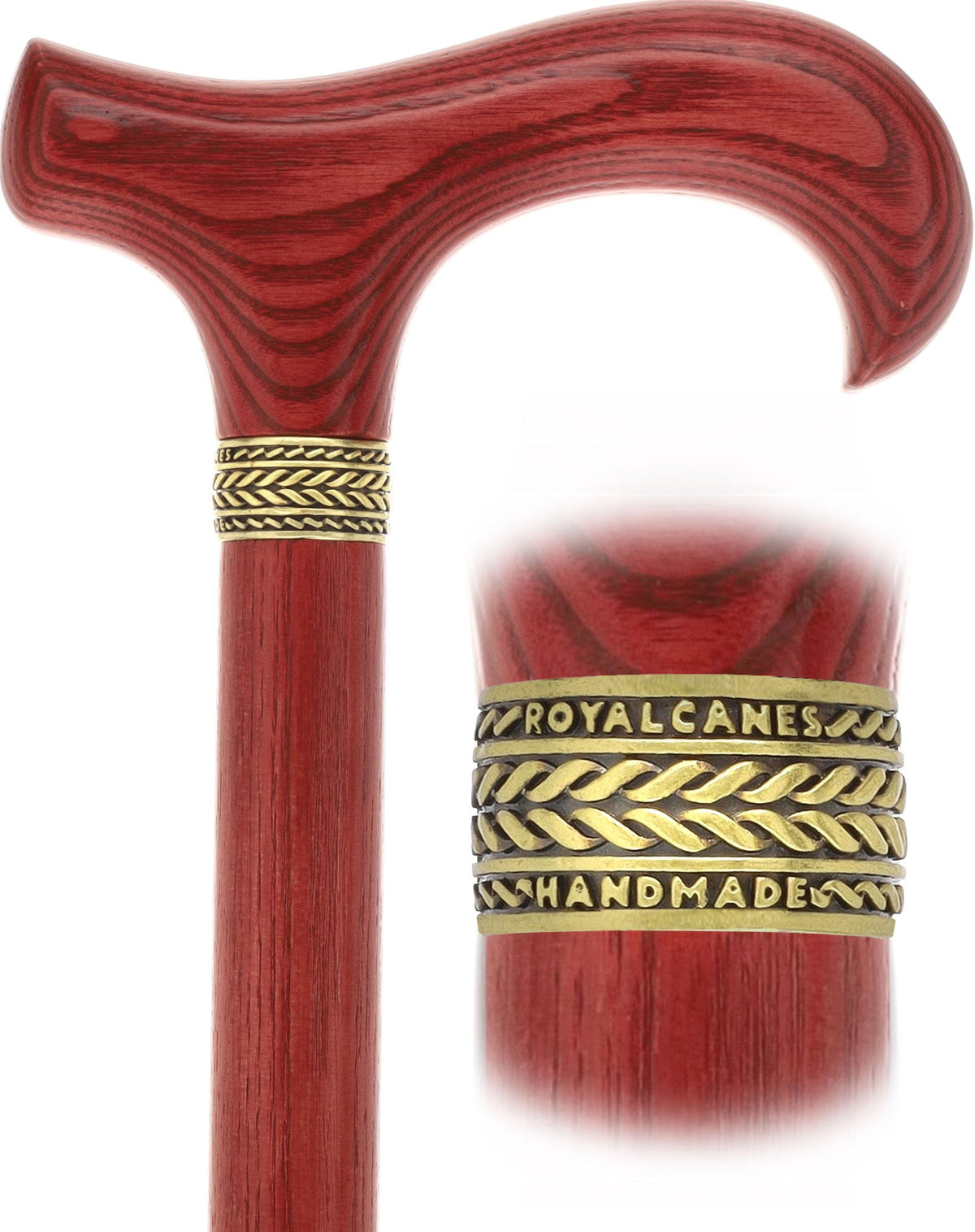 Super Strong Derby Handle Cane - Ash Wood, Pewter Wheat Collar, Matching Stain, 3 Color Options Derby Classic Walking Canes - Tophatter Daily Deals