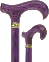 Super Strong Derby Handle Cane - Ash Wood, Pewter Wheat Collar, Matching Stain, 3 Color Options Purple Derby Classic Walking Canes - Tophatter Daily Deals