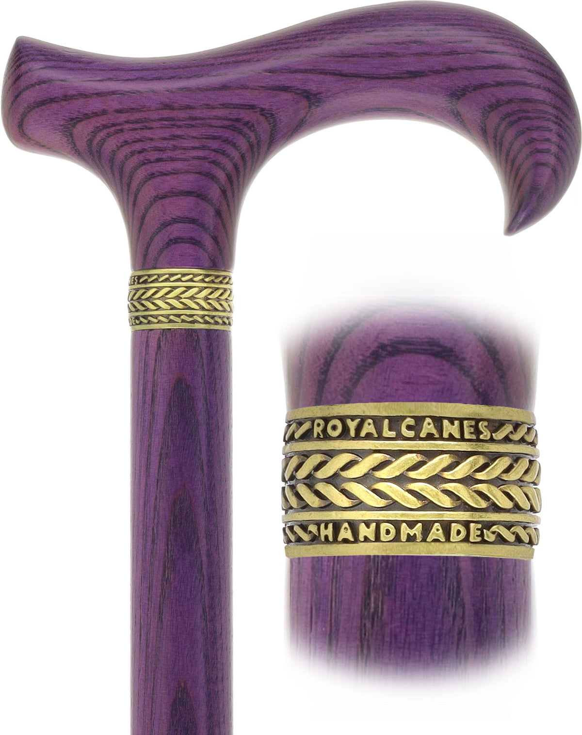 Super Strong Derby Handle Cane - Ash Wood, Pewter Wheat Collar, Matching Stain, 3 Color Options Derby Classic Walking Canes - Tophatter Daily Deals