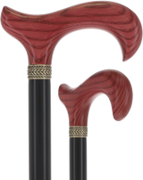 Royal Canes Classic Derby Walking Cane, Wood-Stained, Pewter Collar, Multiple Colors Red Mahogany Derby Classic Walking Canes - Tophatter Daily Deals