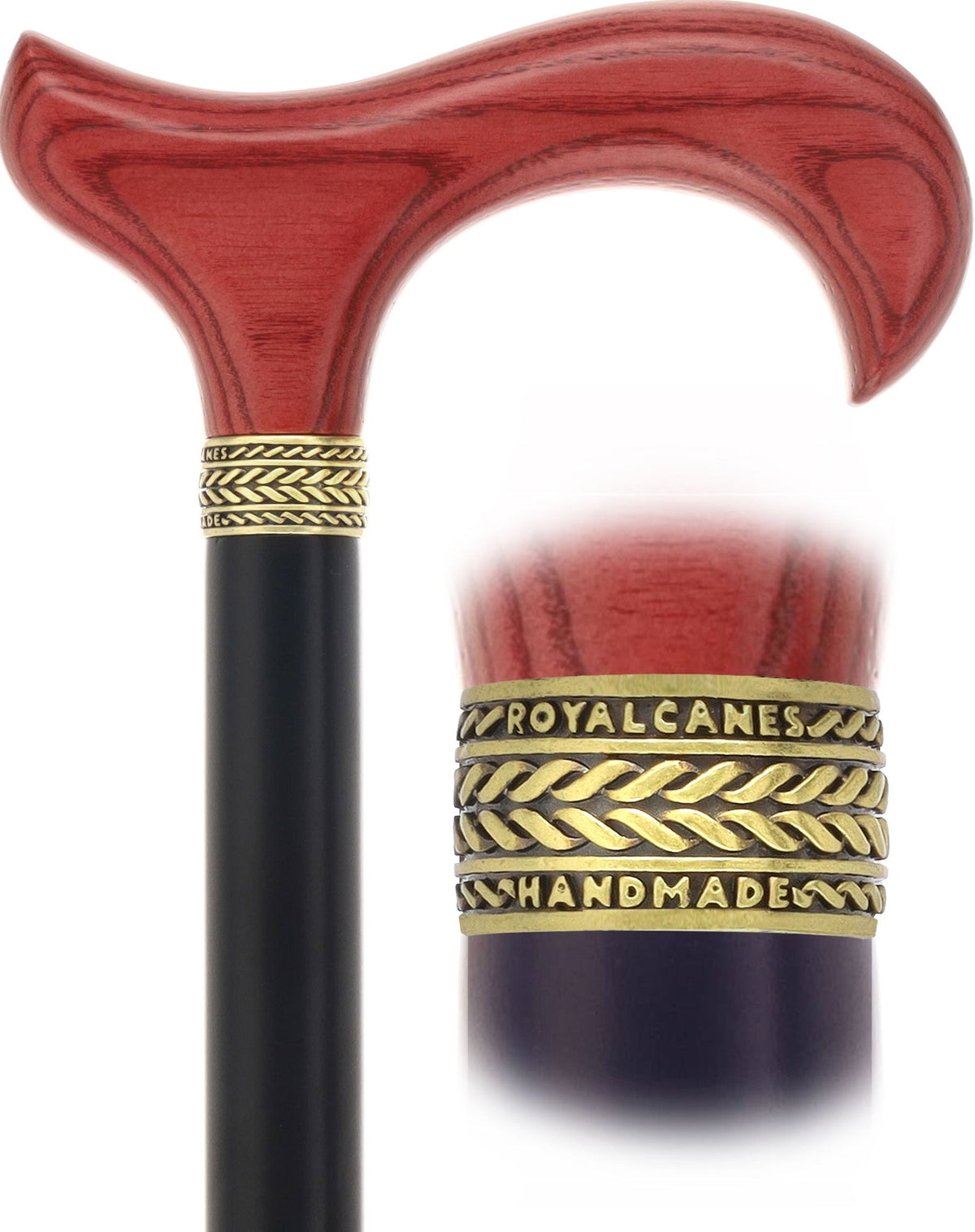 Royal Canes Classic Derby Walking Cane, Wood-Stained, Pewter Collar, Multiple Colors Derby Classic Walking Canes - Tophatter Daily Deals