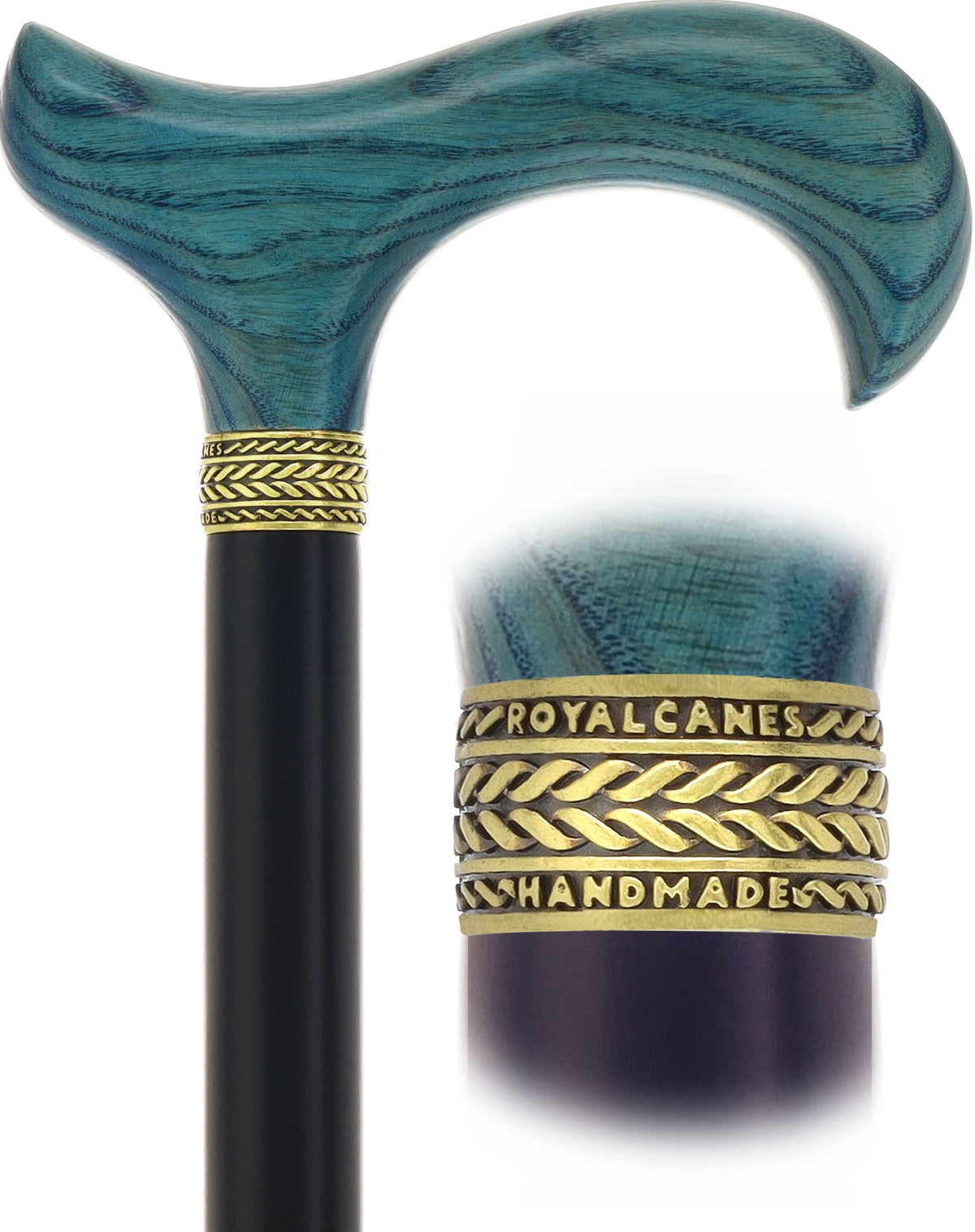 Royal Canes Classic Derby Walking Cane, Wood-Stained, Pewter Collar, Multiple Colors Derby Classic Walking Canes - Tophatter Daily Deals