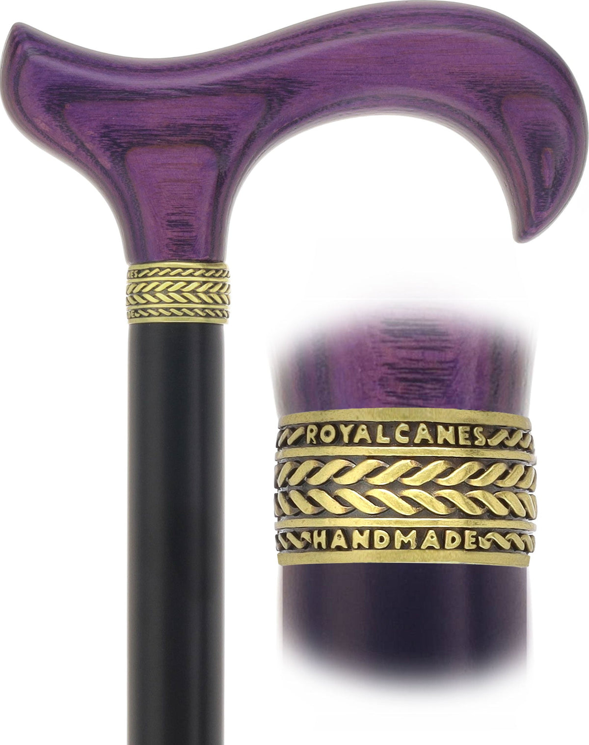 Royal Canes Classic Derby Walking Cane, Wood-Stained, Pewter Collar, Multiple Colors Derby Classic Walking Canes - Tophatter Daily Deals