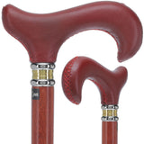 Soft Genuine Leather Red Grip: Red Derby Cane, Padauk Wood Shaft Leather Walking Canes - Tophatter Daily Deals