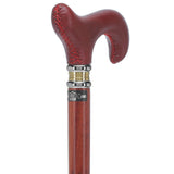 Soft Genuine Leather Red Grip: Red Derby Cane, Padauk Wood Shaft Leather Walking Canes - Tophatter Daily Deals