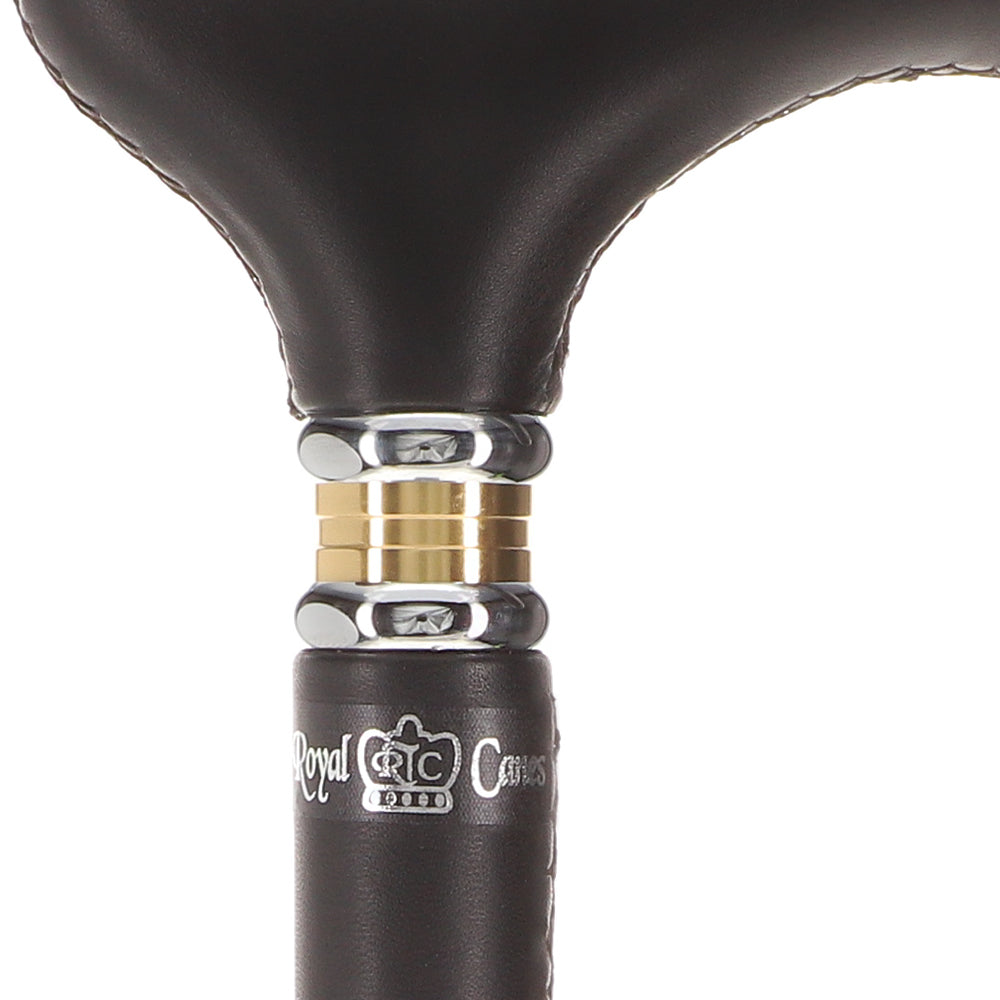 Soft Genuine Leather Grip Black Cane: Leather on Shaft & Handle Leather Handle Walking Cane - Tophatter Daily Deals