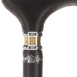 Soft Genuine Leather Grip Black Cane: Leather on Shaft & Handle Leather Handle Walking Cane - Tophatter Daily Deals