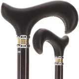 Soft Genuine Leather Grip Derby Cane: Sleek Black Beechwood Shaft Leather Handle Walking Cane - Tophatter Daily Deals