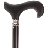 Soft Genuine Leather Grip Derby Cane: Sleek Black Beechwood Shaft Leather Handle Walking Cane - Tophatter Daily Deals