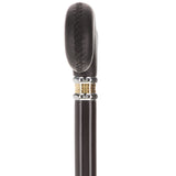 Soft Genuine Leather Grip Derby Cane: Sleek Black Beechwood Shaft Leather Handle Walking Cane - Tophatter Daily Deals