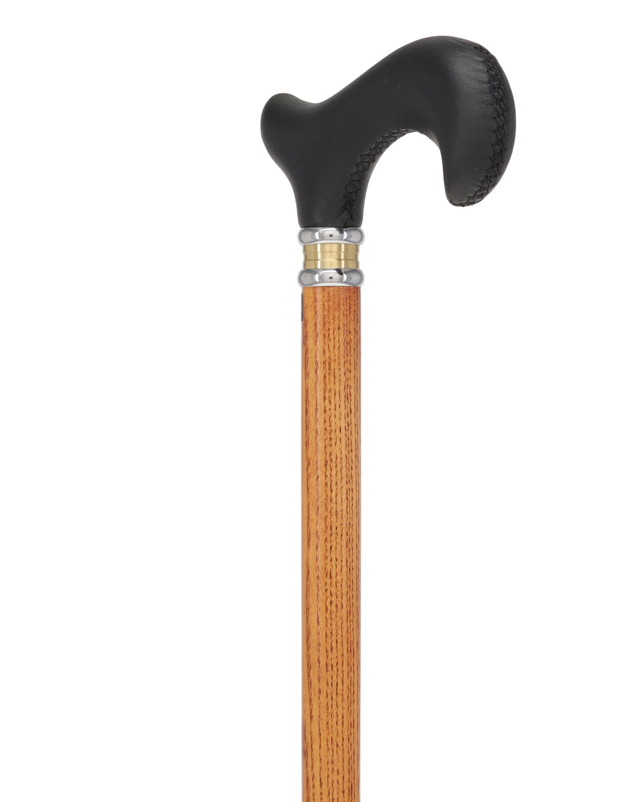 Soft Genuine Leather Grip Derby Cane: Natural Ash Shaft Leather Handle Walking Cane - Tophatter Daily Deals