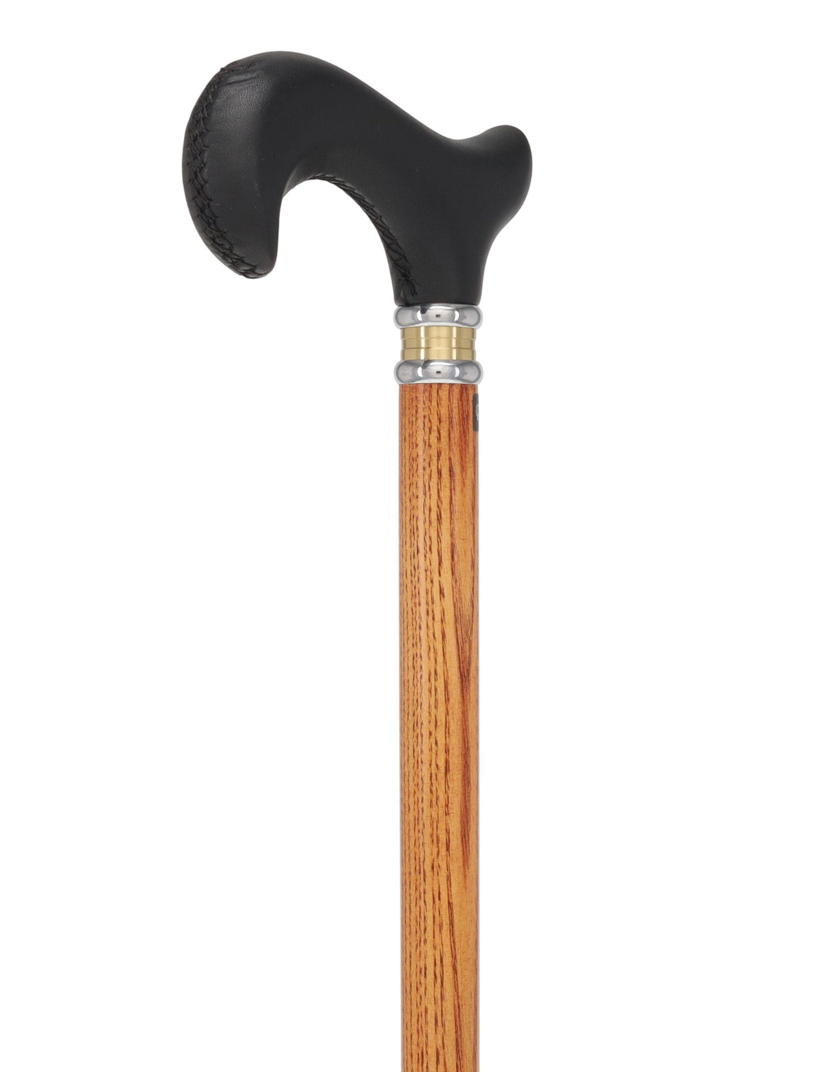 Soft Genuine Leather Grip Derby Cane: Natural Ash Shaft Leather Handle Walking Cane - Tophatter Daily Deals