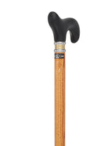 Soft Genuine Leather Grip Derby Cane: Natural Ash Shaft Leather Handle Walking Cane - Tophatter Daily Deals