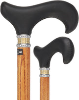 Soft Genuine Leather Grip Derby Cane: Natural Ash Shaft Leather Handle Walking Cane - Tophatter Daily Deals