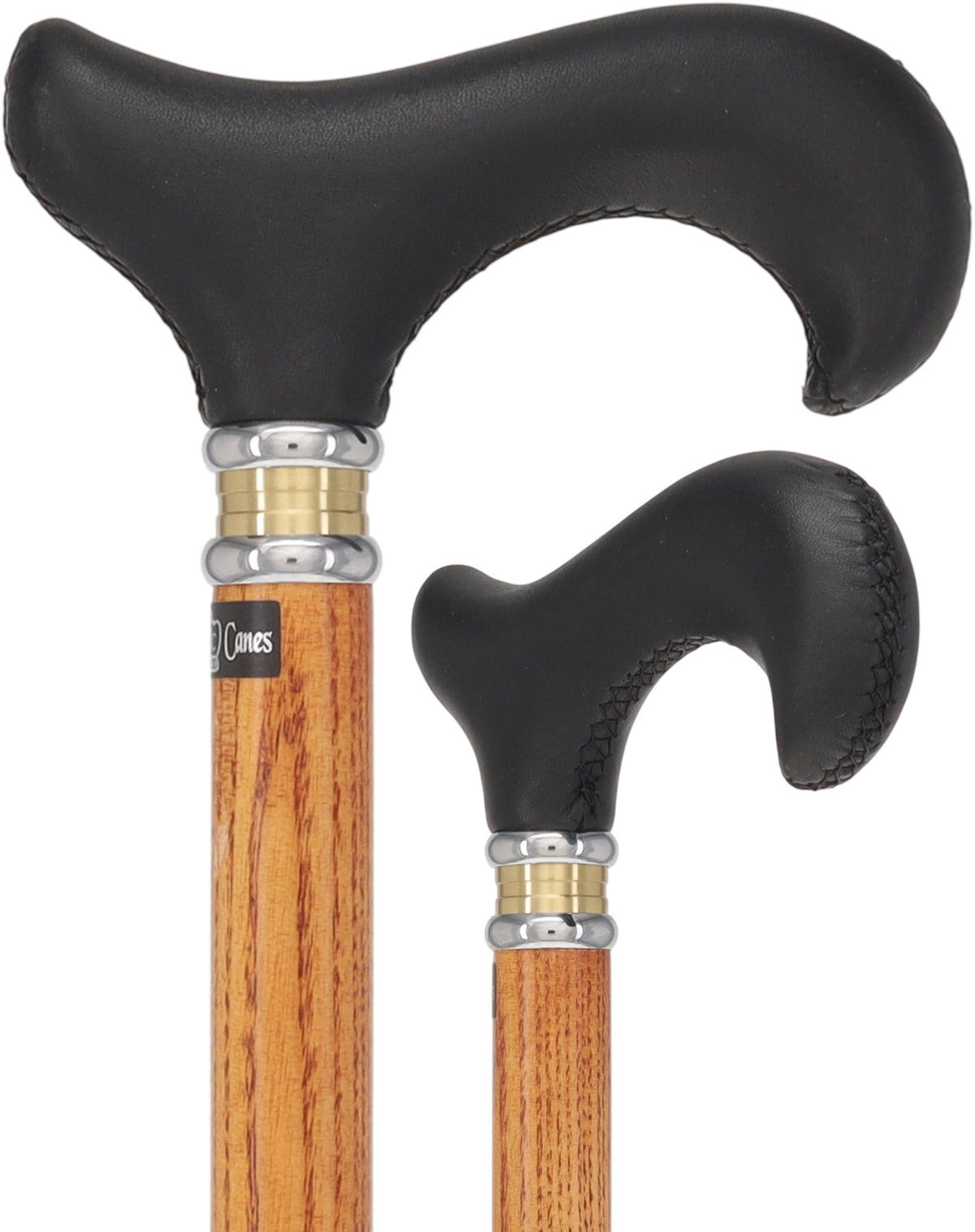 Soft Genuine Leather Grip Derby Cane: Natural Ash Shaft Leather Handle Walking Cane - Tophatter Daily Deals