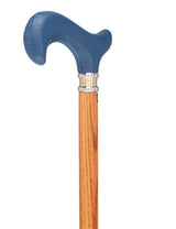 Soft Genuine Leather Grip: Blue Derby Cane, Espresso Ash Shaft Leather Handle Walking Cane - Tophatter Daily Deals