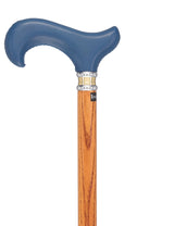 Soft Genuine Leather Grip: Blue Derby Cane, Espresso Ash Shaft Leather Handle Walking Cane - Tophatter Daily Deals