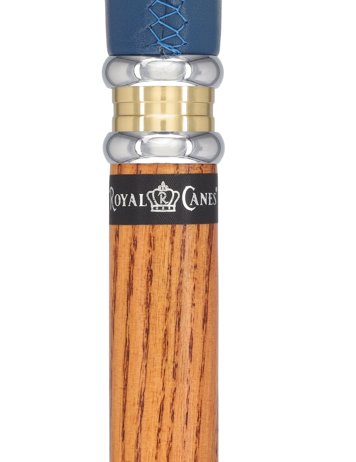 Soft Genuine Leather Grip: Blue Derby Cane, Espresso Ash Shaft Leather Handle Walking Cane - Tophatter Daily Deals
