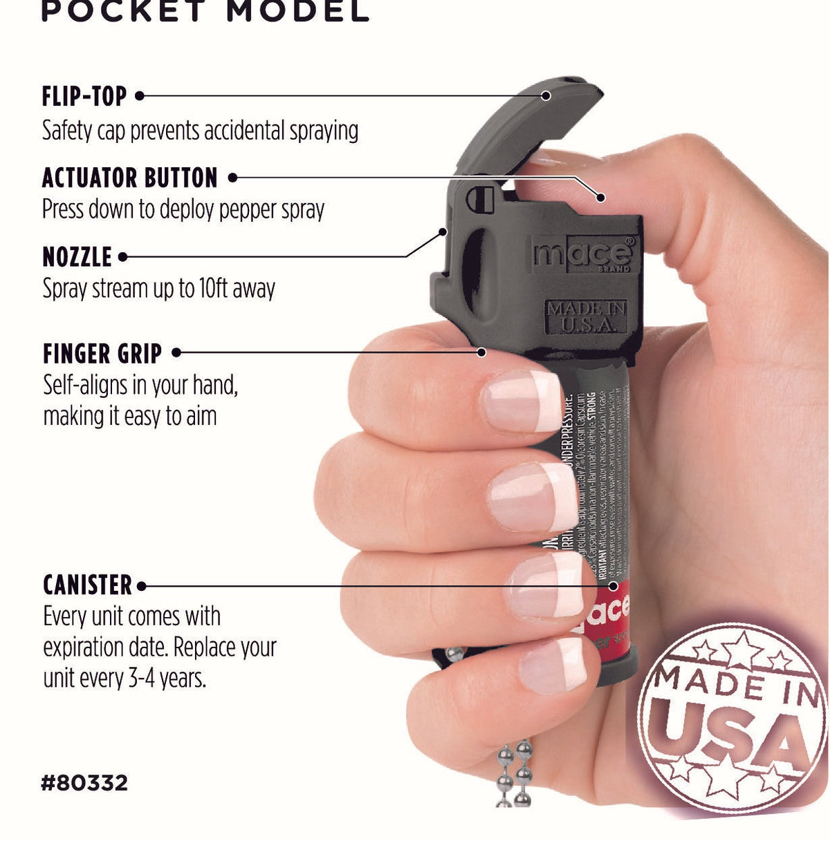 Mace Pocket Model Stream Pepper Spray Pepper Spray - Tophatter Daily Deals