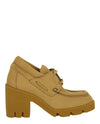 Burberry Stride Leather Heeled Loafers Camel Footwear - Tophatter Daily Deals