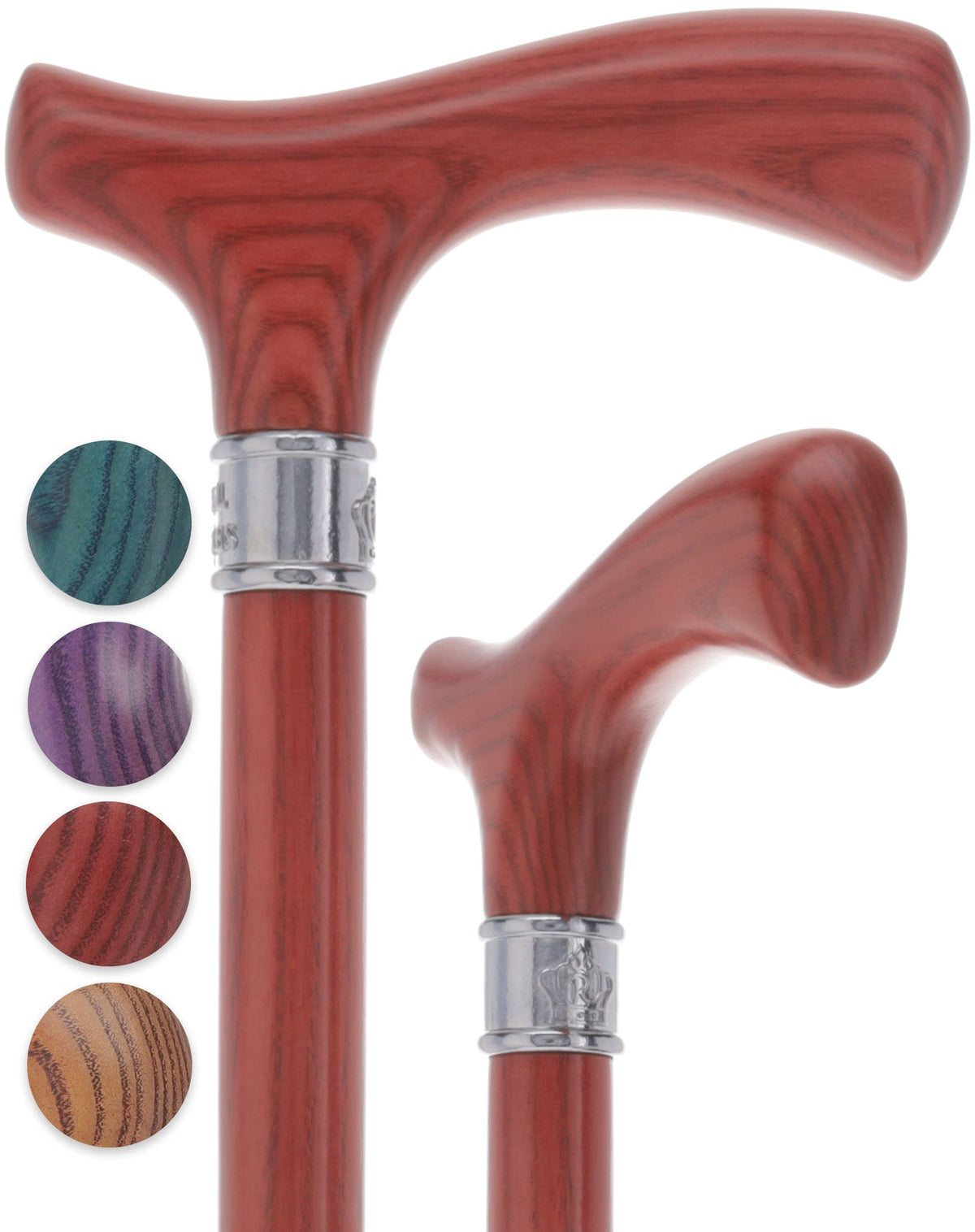 Royal Canes Fritz: Full-Color Wood Stain Collection (Matching Handle & Shaft) Red Mahogany Standard to Larger Hand Fritz Handle Walking Canes - Tophatter Daily Deals