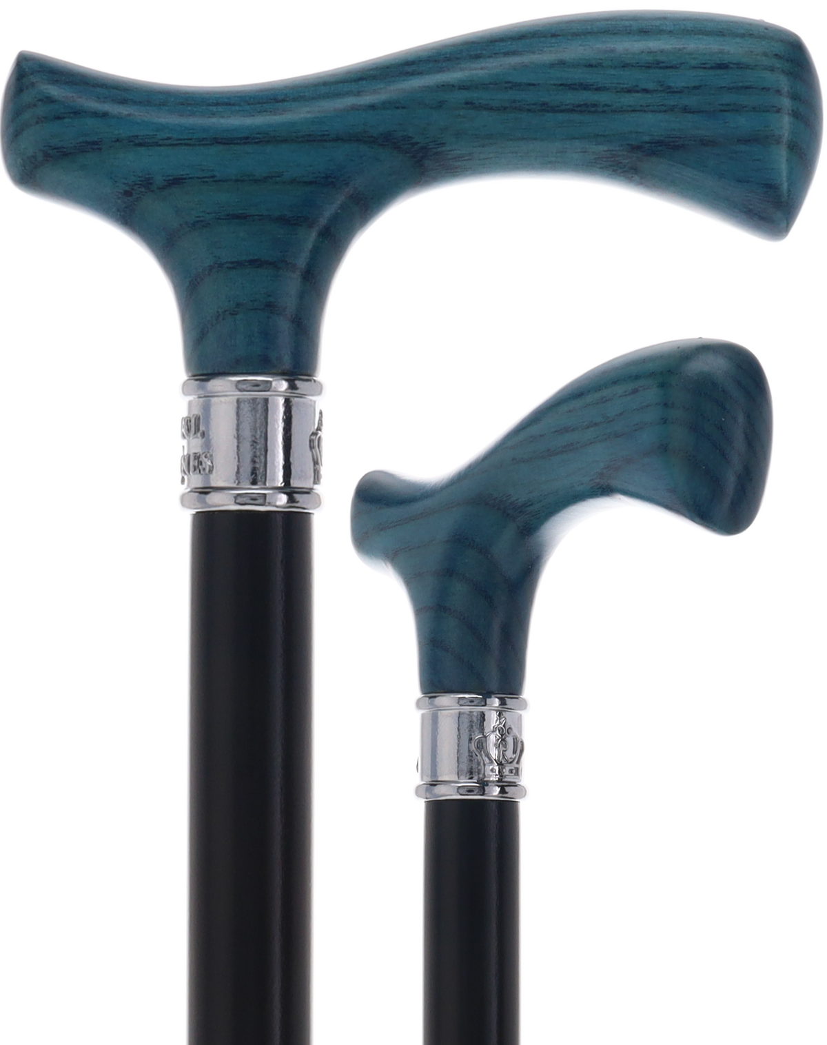 Royal Canes Classic Fritz: Wood-Stained, Pewter Collar (Standard & Slim Profiles) Blue Denim Petite to Smaller Hand Fritz Handle Walking Canes - Tophatter Daily Deals
