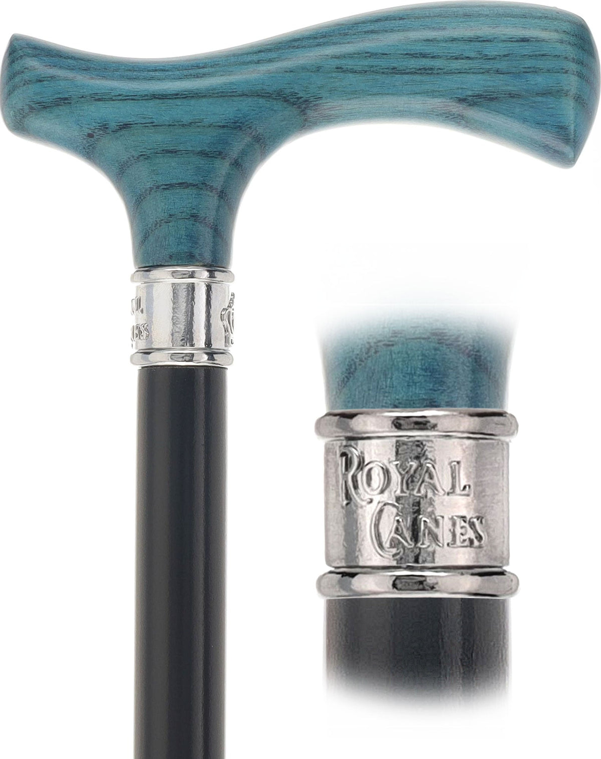 Royal Canes Classic Fritz: Wood-Stained, Pewter Collar (Standard & Slim Profiles) Fritz Handle Walking Canes - Tophatter Daily Deals