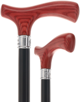 Royal Canes Classic Fritz: Wood-Stained, Pewter Collar (Standard & Slim Profiles) Red Mahogany Petite to Smaller Hand Fritz Handle Walking Canes - Tophatter Daily Deals