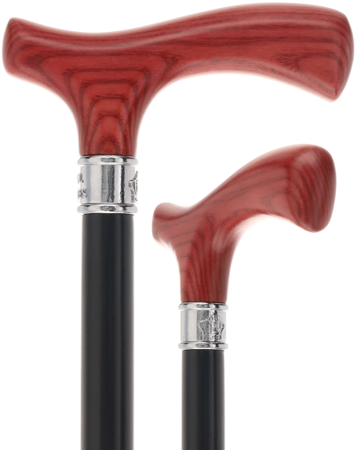 Royal Canes Classic Fritz: Wood-Stained, Pewter Collar (Standard & Slim Profiles) Red Mahogany Petite to Smaller Hand Fritz Handle Walking Canes - Tophatter Daily Deals