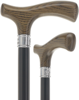 Royal Canes Classic Fritz: Wood-Stained, Pewter Collar (Standard & Slim Profiles) Black stained Ash Petite to Smaller Hand Fritz Handle Walking Canes - Tophatter Daily Deals
