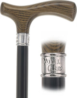 Royal Canes Classic Fritz: Wood-Stained, Pewter Collar (Standard & Slim Profiles) Fritz Handle Walking Canes - Tophatter Daily Deals