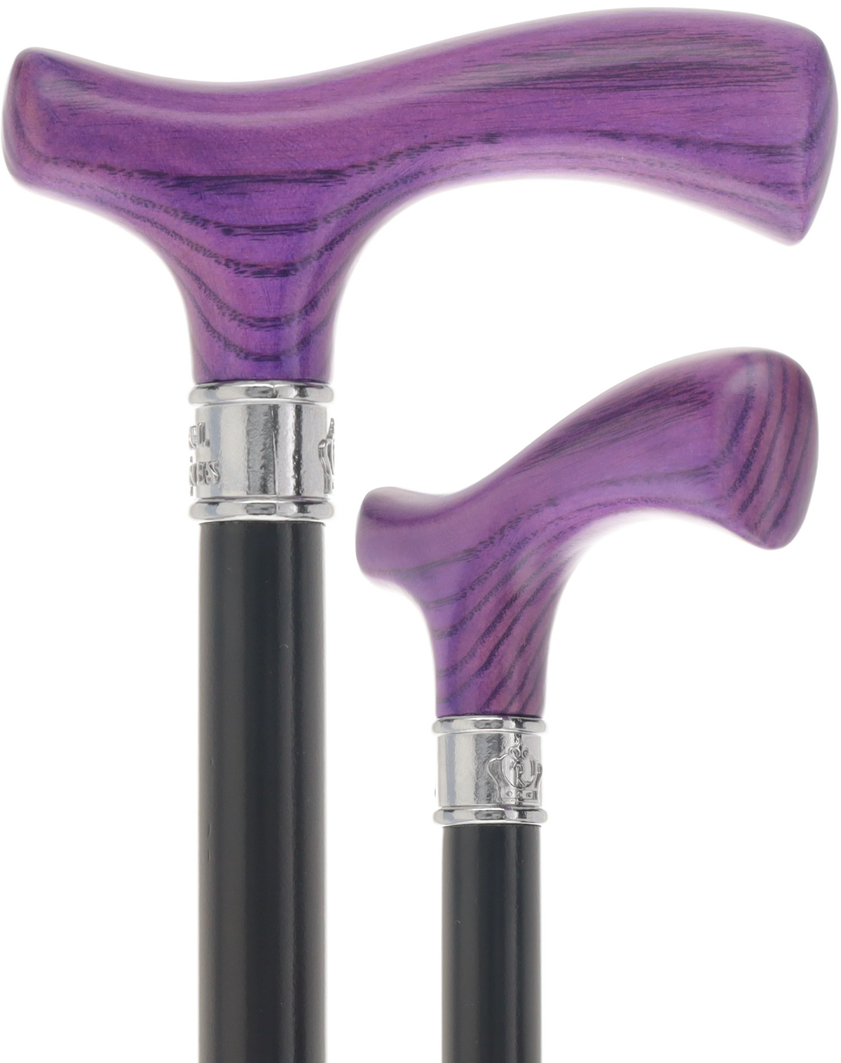 Royal Canes Classic Fritz: Wood-Stained, Pewter Collar (Standard & Slim Profiles) Purple Amethyst Petite to Smaller Hand Fritz Handle Walking Canes - Tophatter Daily Deals