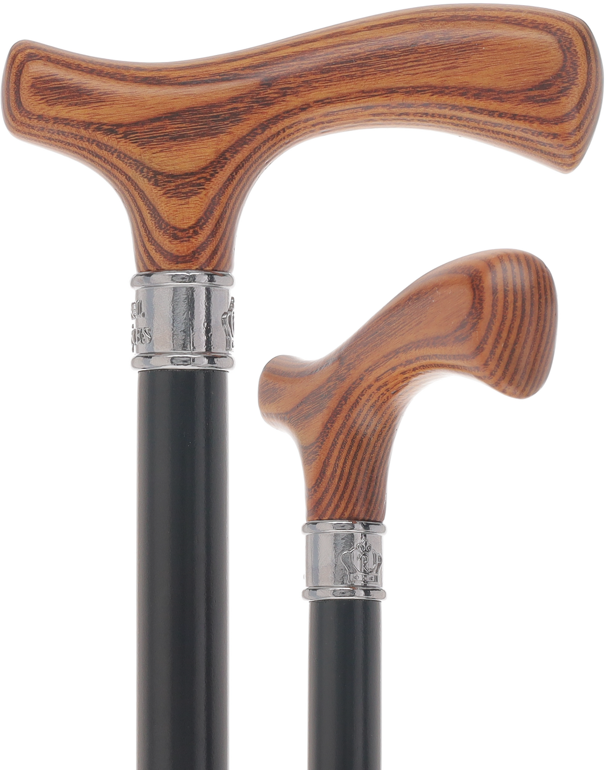 Royal Canes Classic Fritz: Wood-Stained, Pewter Collar (Standard & Slim Profiles) Brown Espresso Petite to Smaller Hand Fritz Handle Walking Canes - Tophatter Daily Deals