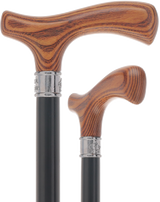 Royal Canes Classic Fritz: Wood-Stained, Pewter Collar (Standard & Slim Profiles) Brown Espresso Petite to Smaller Hand Fritz Handle Walking Canes - Tophatter Daily Deals