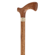 Elegant Fritz Oak Cane w/ Embossed Brass Collar American Oak Canes - Tophatter Daily Deals