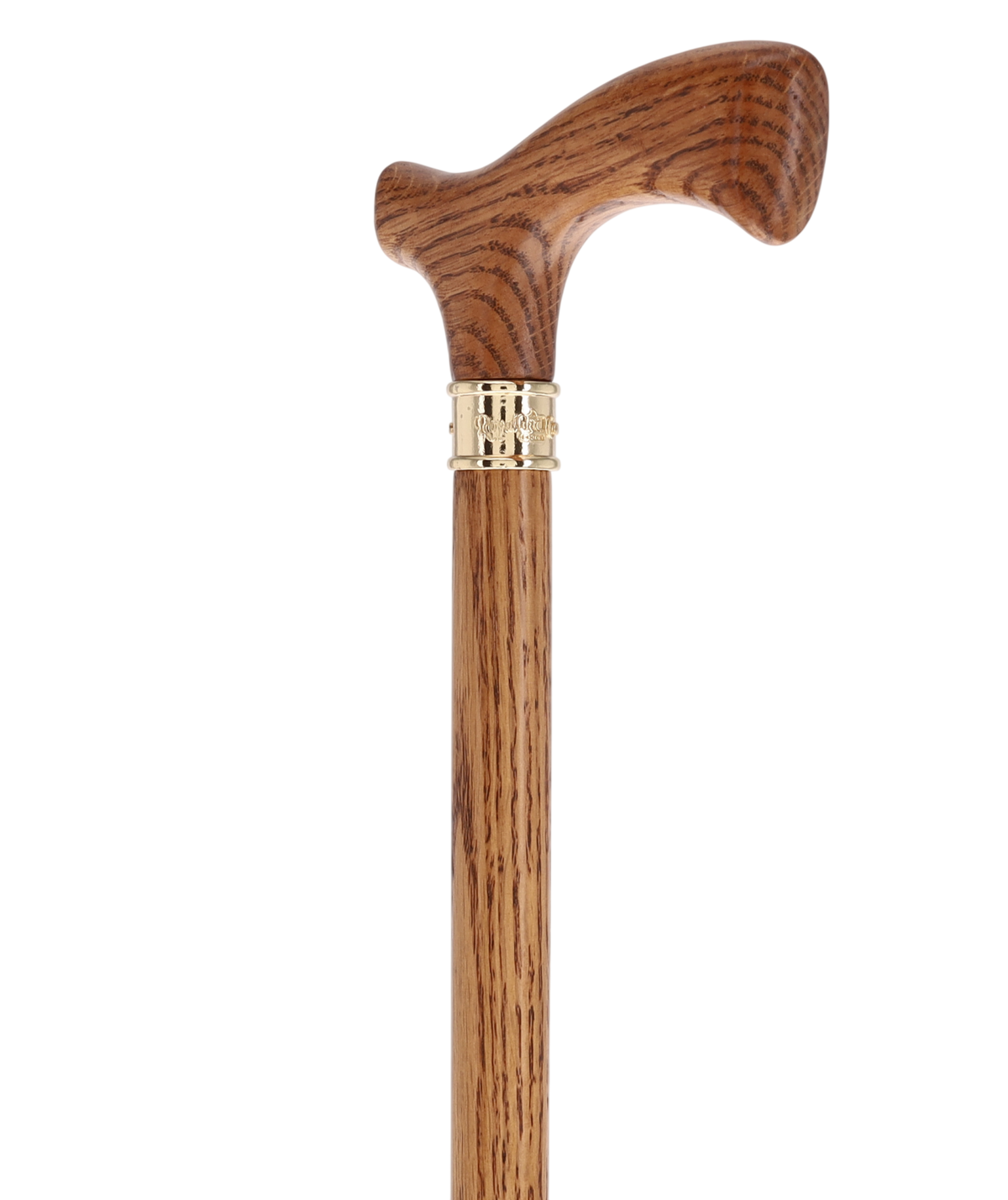 Elegant Fritz Oak Cane w/ Embossed Brass Collar American Oak Canes - Tophatter Daily Deals