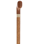 Elegant Fritz Oak Cane w/ Embossed Brass Collar American Oak Canes - Tophatter Daily Deals