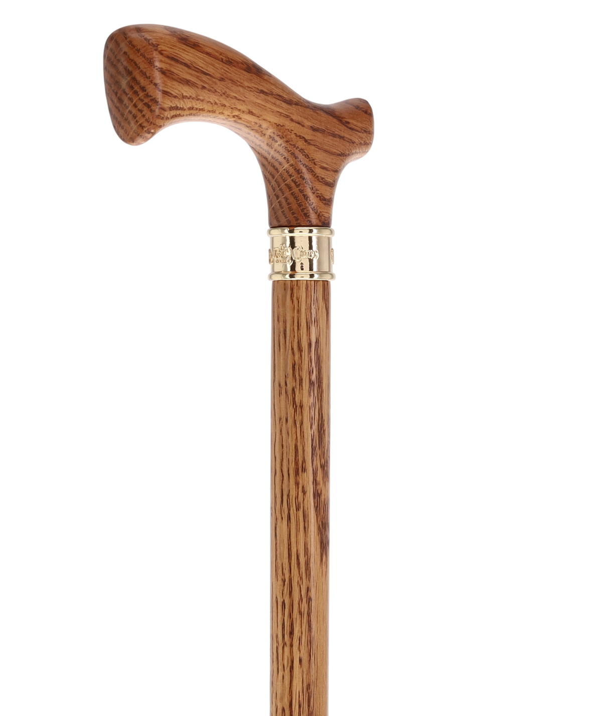 Elegant Fritz Oak Cane w/ Embossed Brass Collar American Oak Canes - Tophatter Daily Deals